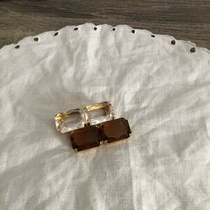 Vtg Chunky Clear and Brown Lucite Brooch